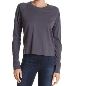 James Perse Brushed Long Sleeve Raglan Crop T-Shirt